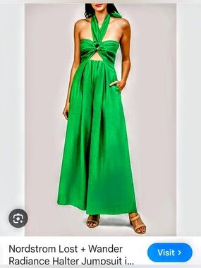 Lost + Wander radiance jumpsuit in green. Size M. NWT